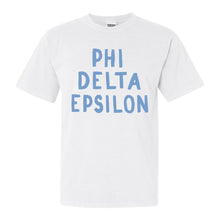 Load image into Gallery viewer, Phi Delta Epsilon Blue Cotton Candy Comfort Colors T-Shirt - Kite and Crest
