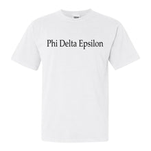 Load image into Gallery viewer, Phi Delta Epsilon Clean and Simple Comfort Colors T-Shirt - Kite and Crest
