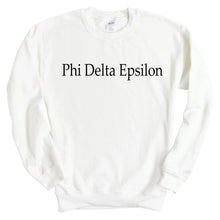 Load image into Gallery viewer, Phi Delta Epsilon Clean and Simple Sweatshirt - Fraternity Crewneck Sweatshirt - Kite and Crest
