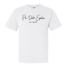 Load image into Gallery viewer, Phi Delta Epsilon Sorority Alumna Comfort Colors T-Shirt - Kite and Crest
