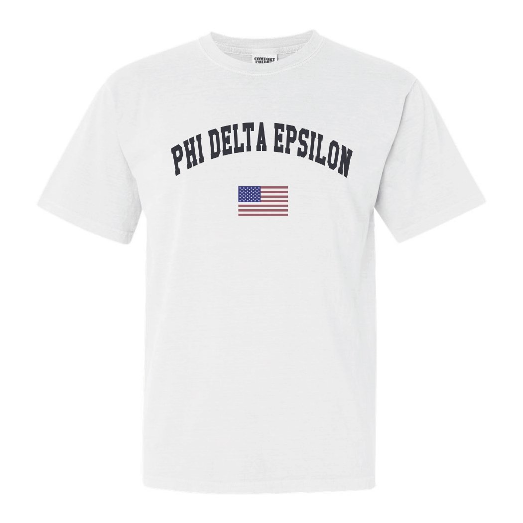 Phi Delta Epsilon Traditional Flag Comfort Colors T-Shirt - Kite and Crest