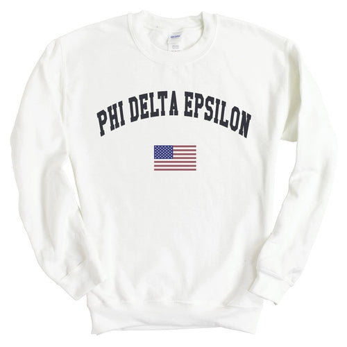 Phi Delta Epsilon Traditional Flag Sweatshirt - Fraternity Crewneck Sweatshirt - Kite and Crest