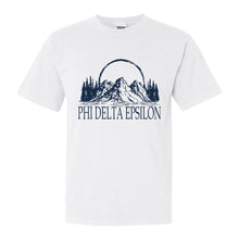 Load image into Gallery viewer, Phi Delta Epsilon Weekend in the Mountains Comfort Colors T-Shirt - Kite and Crest
