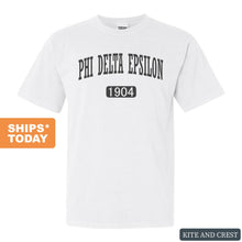 Load image into Gallery viewer, Phi Delta Epsilon Weekender Comfort Colors T-Shirt - Kite and Crest
