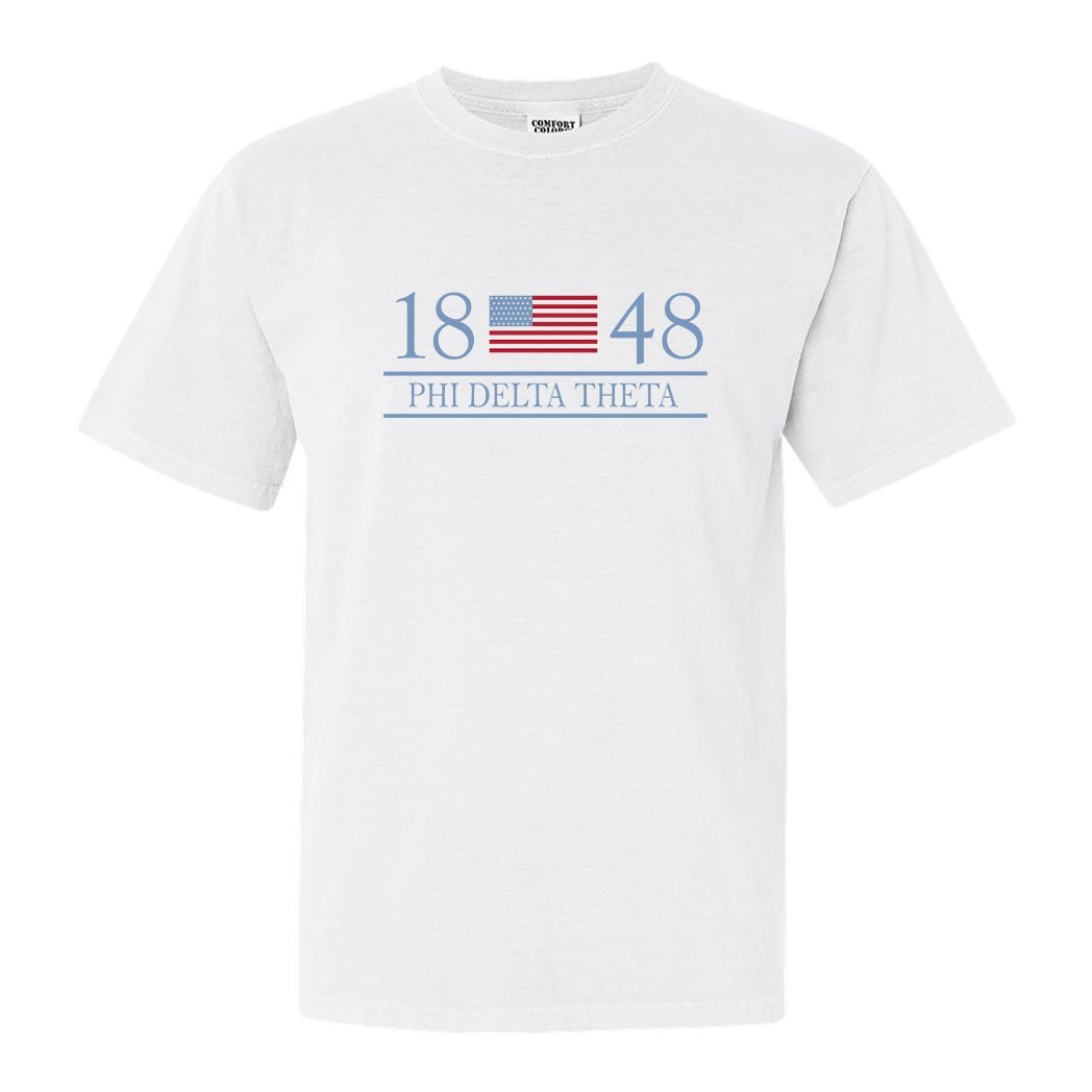 Phi Delta Theta Comfort Colors T-Shirt - Phi Delt Flag Year Shirt - Kite and Crest