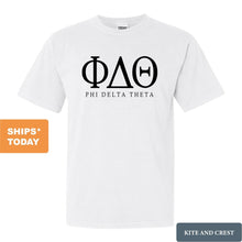 Load image into Gallery viewer, Phi Delta Theta Comfort Colors T-Shirt - Phi Delt Fraternal Block Shirt - Kite and Crest
