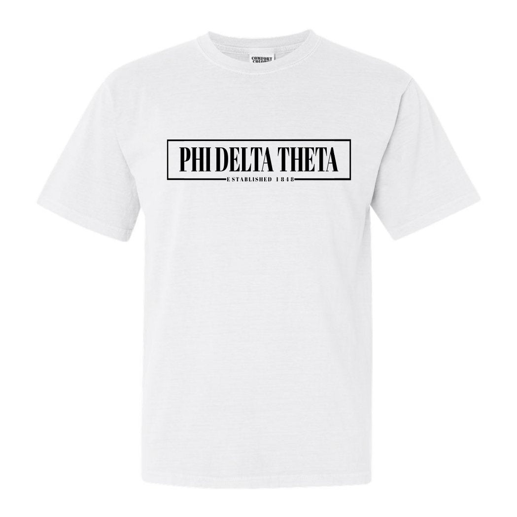 Phi Delta Theta Comfort Colors T-Shirt - Phi Delt Fraternal Block Shirt - Kite and Crest