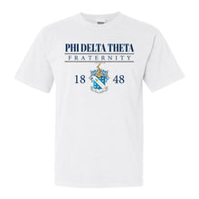 Load image into Gallery viewer, Phi Delta Theta Comfort Colors T-Shirt - Phi Delt Large Crest Shirt - Kite and Crest
