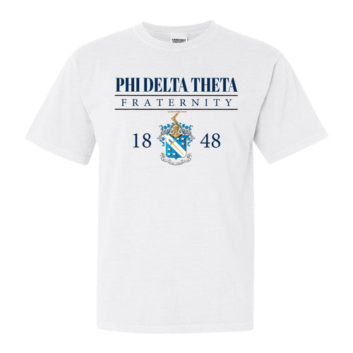 Phi Delta Theta Comfort Colors T-Shirt - Phi Delt Large Crest Shirt - Kite and Crest