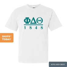 Load image into Gallery viewer, Phi Delta Theta Comfort Colors T-Shirt - Phi Delt Lettered Basic Shirt - Kite and Crest
