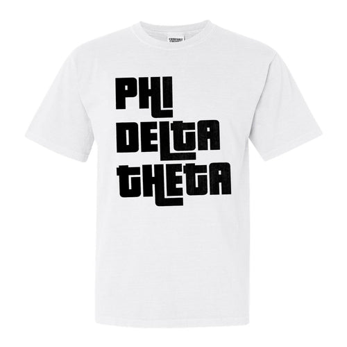 Phi Delta Theta Comfort Colors T-Shirt - Phi Delt Stacked Letters Shirt - Kite and Crest