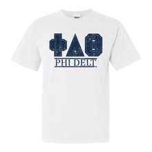 Load image into Gallery viewer, Phi Delta Theta Comfort Colors T-Shirt - Phi Delt Washed Letters Shirt - Kite and Crest
