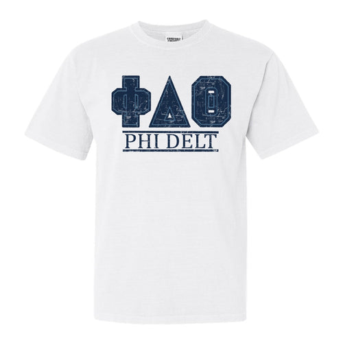 Phi Delta Theta Comfort Colors T-Shirt - Phi Delt Washed Letters Shirt - Kite and Crest