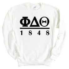 Load image into Gallery viewer, Phi Delta Theta Sweatshirt - Phi Delt Black Letters Crewneck Sweatshirt - Kite and Crest
