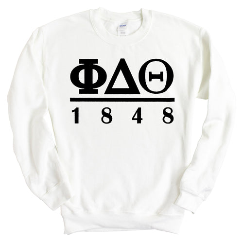 Phi Delta Theta Sweatshirt - Phi Delt Black Letters Crewneck Sweatshirt - Kite and Crest