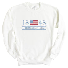 Load image into Gallery viewer, Phi Delta Theta Sweatshirt - Phi Delt Flag Year Crewneck Sweatshirt - Kite and Crest
