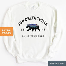 Load image into Gallery viewer, Phi Delta Theta Sweatshirt - Phi Delt Fraternal Bear Crewneck Sweatshirt - Kite and Crest
