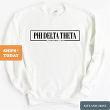 Load image into Gallery viewer, Phi Delta Theta Sweatshirt - Phi Delt Fraternal Block Crewneck Sweatshirt - Kite and Crest
