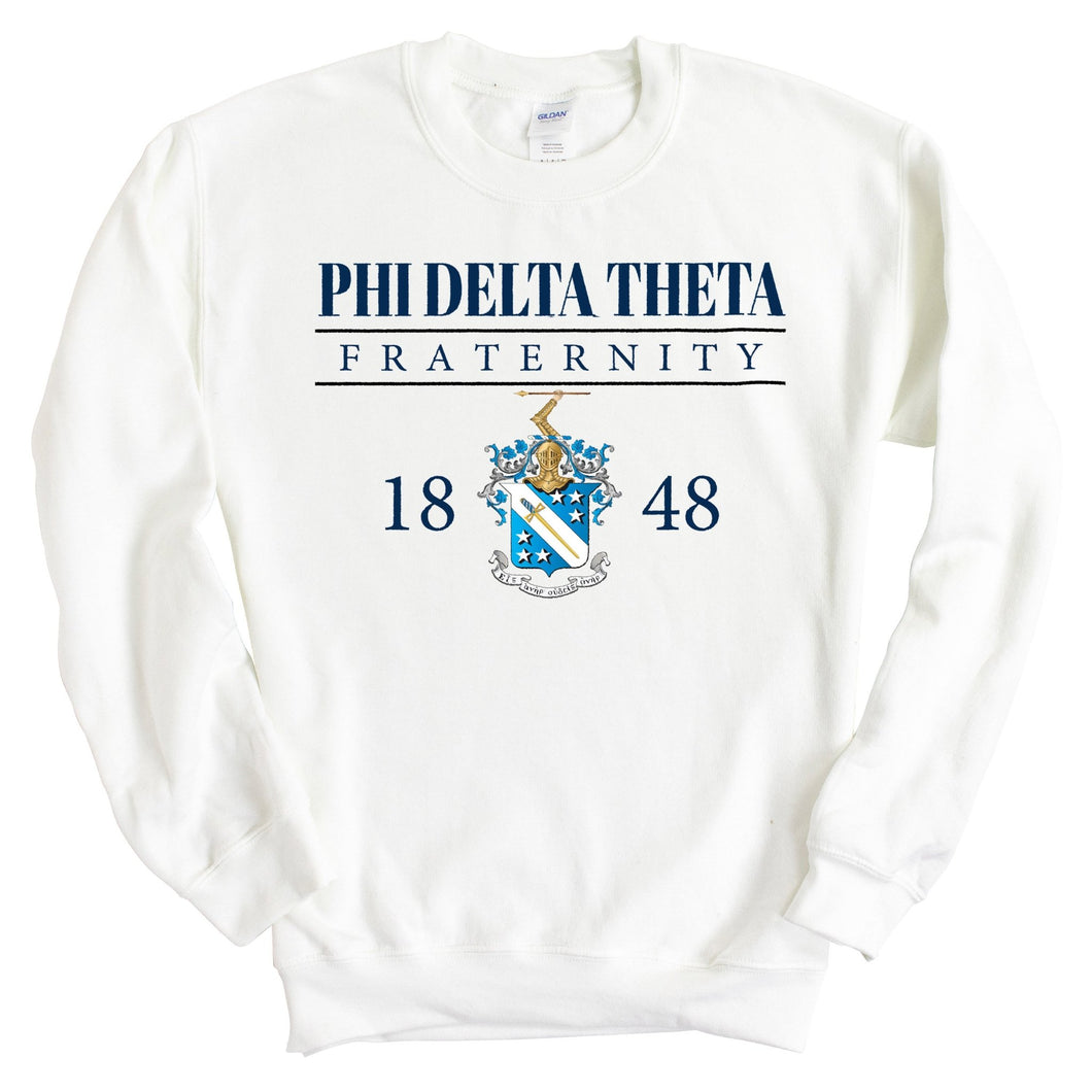 Phi Delta Theta Sweatshirt - Phi Delt Large Crest Crewneck Sweatshirt - Kite and Crest