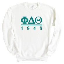 Load image into Gallery viewer, Phi Delta Theta Sweatshirt - Phi Delt Lettered Basic Crewneck Sweatshirt - Kite and Crest
