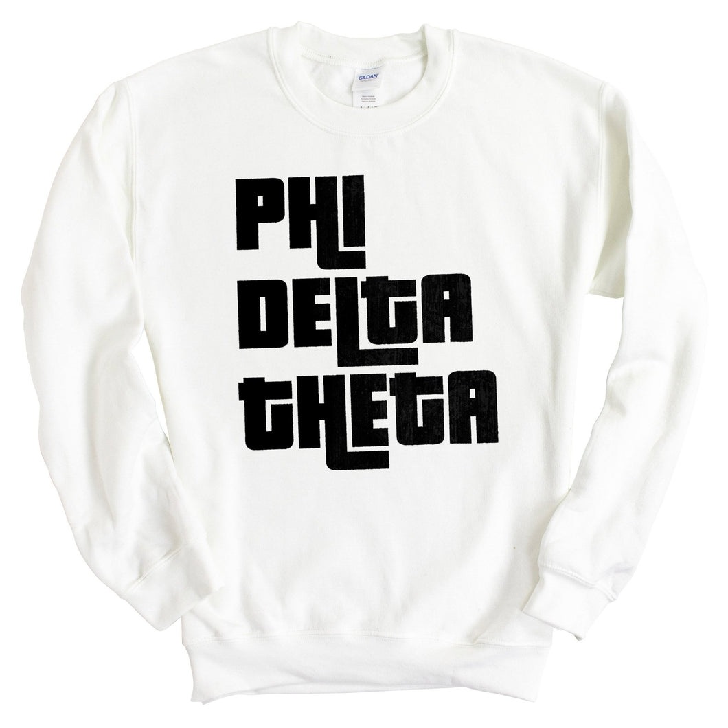 Phi Delta Theta Sweatshirt - Phi Delt Stacked Letters Crewneck Sweatshirt - Kite and Crest