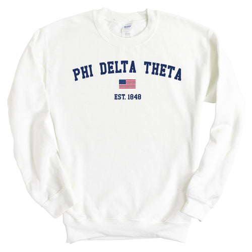 Phi Delta Theta Sweatshirt - Phi Delt USA Flag Crewneck Sweatshirt - Kite and Crest