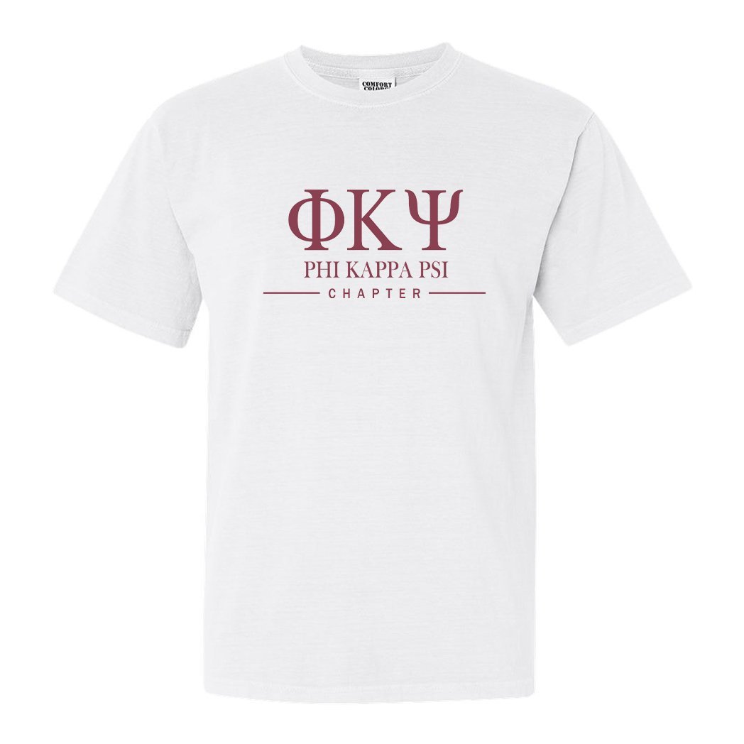 Phi Kappa Psi Comfort Colors T-Shirt - Phi Psi Basic Lined Shirt - Kite and Crest