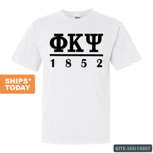 Load image into Gallery viewer, Phi Kappa Psi Comfort Colors T-Shirt - Phi Psi Black Letters Shirt - Kite and Crest
