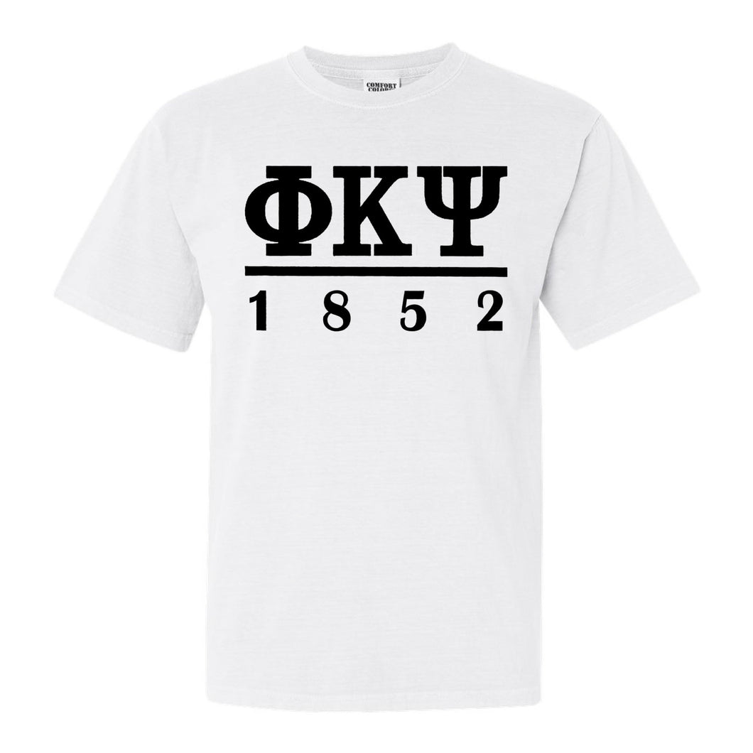 Phi Kappa Psi Comfort Colors T-Shirt - Phi Psi Black Letters Shirt - Kite and Crest