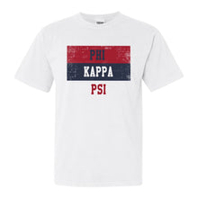 Load image into Gallery viewer, Phi Kappa Psi Comfort Colors T-Shirt - Phi Psi Colorful Stripe Shirt - Kite and Crest
