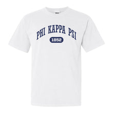 Load image into Gallery viewer, Phi Kappa Psi Comfort Colors T-Shirt - Phi Psi Fraternal Arch Shirt - Kite and Crest
