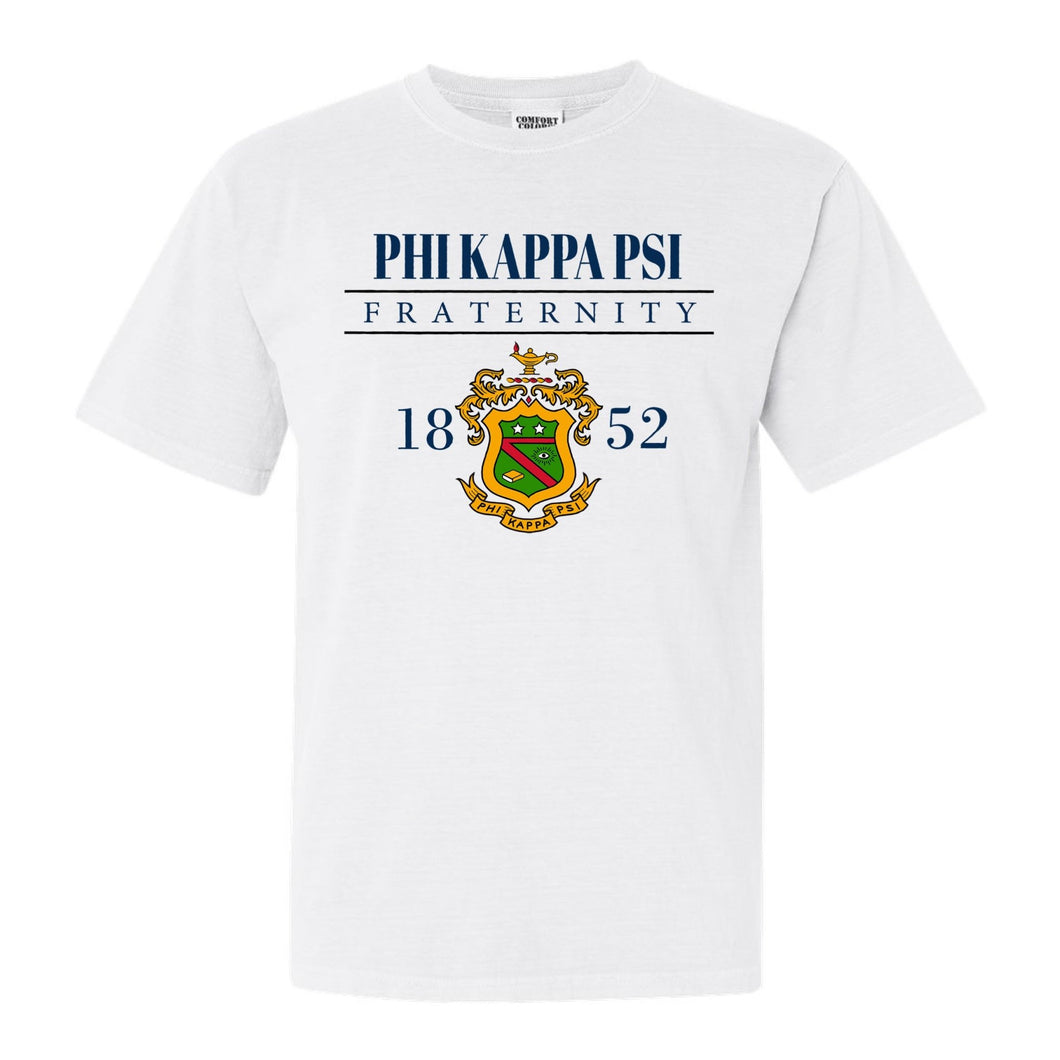 Phi Kappa Psi Comfort Colors T-Shirt - Phi Psi Large Crest Shirt - Kite and Crest