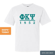 Load image into Gallery viewer, Phi Kappa Psi Comfort Colors T-Shirt - Phi Psi Lettered Basic Shirt - Kite and Crest
