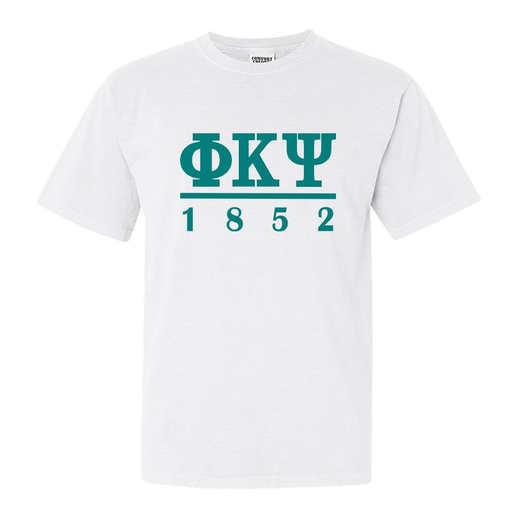 Phi Kappa Psi Comfort Colors T-Shirt - Phi Psi Lettered Basic Shirt - Kite and Crest