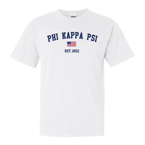 Phi Kappa Psi Comfort Colors T-Shirt - Phi Psi USA Flag Shirt - Kite and Crest