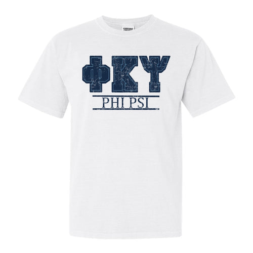 Phi Kappa Psi Comfort Colors T-Shirt - Phi Psi Washed Letters Shirt - Kite and Crest