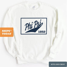 Load image into Gallery viewer, Phi Kappa Psi Sweatshirt - Phi Psi Baseball Boxed Crewneck Sweatshirt - Kite and Crest
