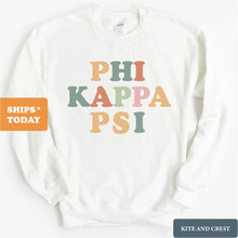 Load image into Gallery viewer, Phi Kappa Psi Sweatshirt - Phi Psi Bright and Colorful Crewneck Sweatshirt - Kite and Crest
