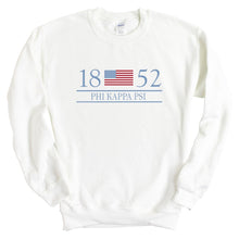 Load image into Gallery viewer, Phi Kappa Psi Sweatshirt - Phi Psi Flag Year Crewneck Sweatshirt - Kite and Crest
