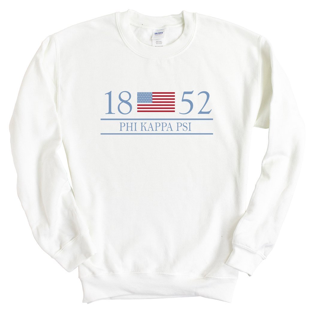 Phi Kappa Psi Sweatshirt - Phi Psi Flag Year Crewneck Sweatshirt - Kite and Crest