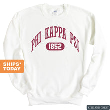 Load image into Gallery viewer, Phi Kappa Psi Sweatshirt - Phi Psi Large Athletic Crewneck Sweatshirt - Kite and Crest
