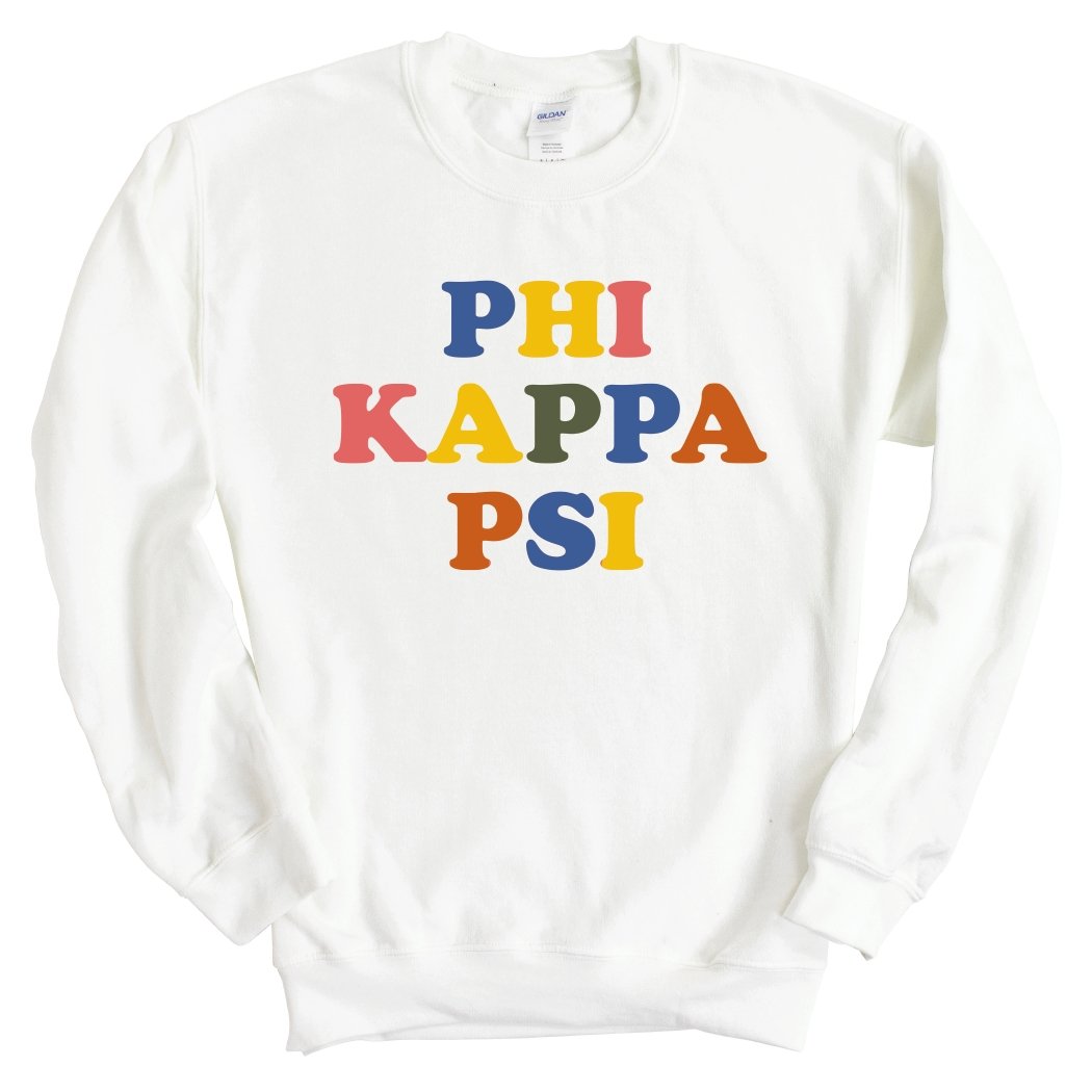 Phi Kappa Psi Sweatshirt - Phi Psi Retro Letters Crewneck Sweatshirt - Kite and Crest