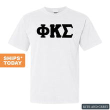 Load image into Gallery viewer, Phi Kappa Sigma Basic Black Letters Comfort Colors T-Shirt - Fraternity Tee - Kite and Crest
