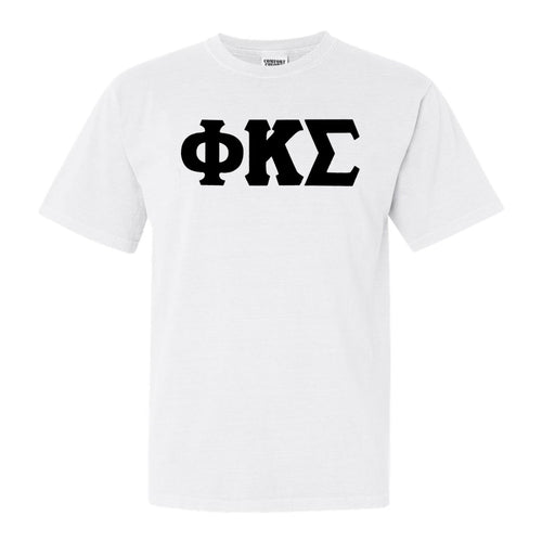 Phi Kappa Sigma Basic Black Letters Comfort Colors T-Shirt - Fraternity Tee - Kite and Crest