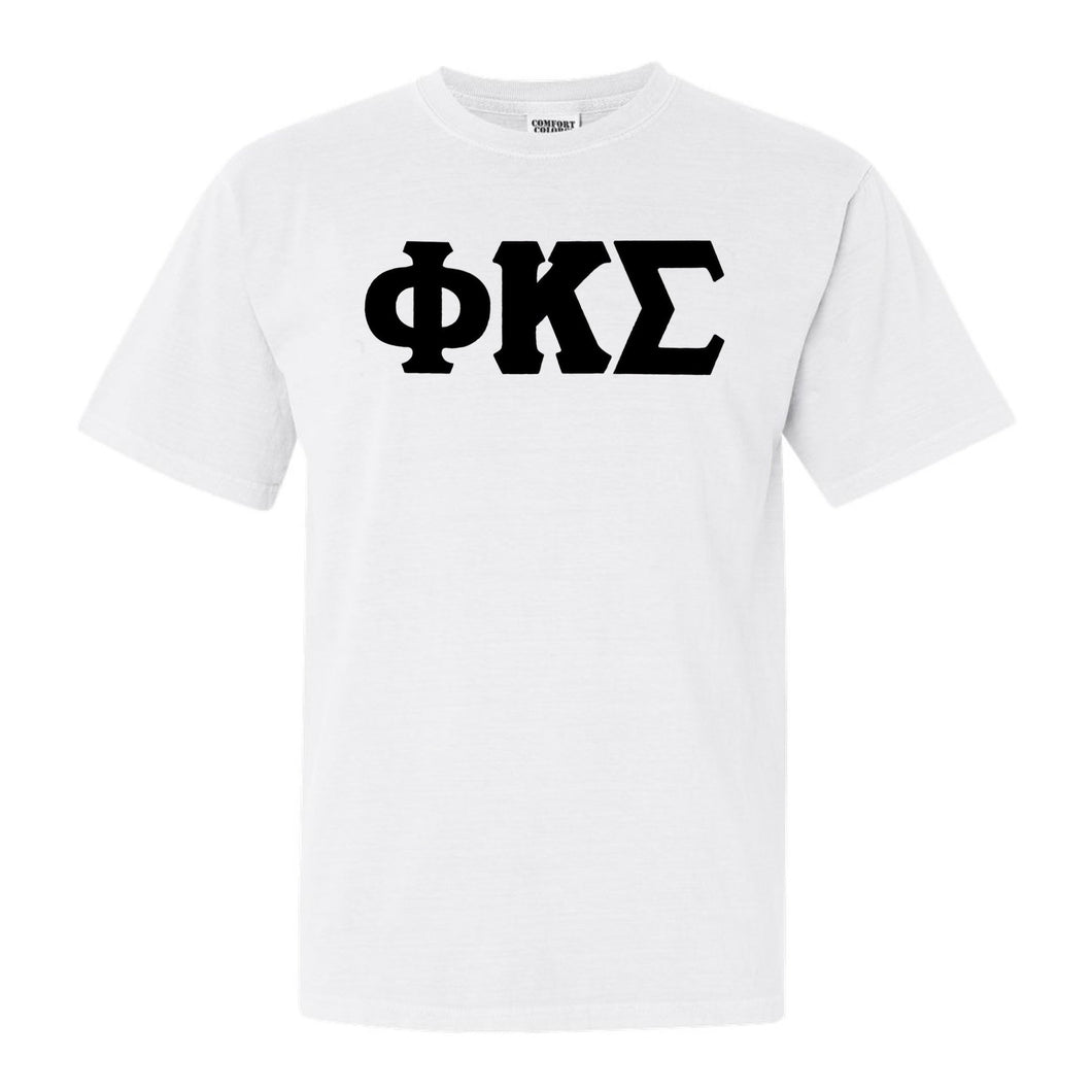 Phi Kappa Sigma Basic Black Letters Comfort Colors T-Shirt - Fraternity Tee - Kite and Crest