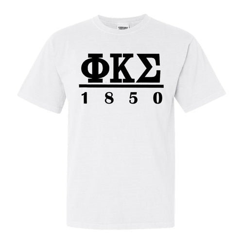 Phi Kappa Sigma Black Letter Comfort Colors T-Shirt - Fraternity Tee - Kite and Crest