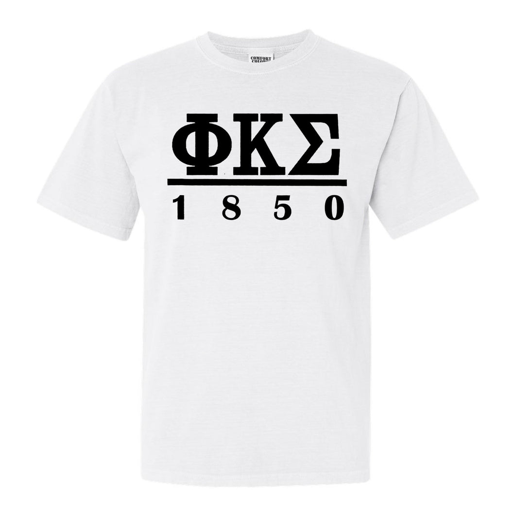Phi Kappa Sigma Black Letter Comfort Colors T-Shirt - Fraternity Tee - Kite and Crest