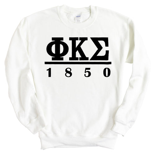 Phi Kappa Sigma Black Letter Sweatshirt - Fraternity Crewneck Sweatshirt - Kite and Crest