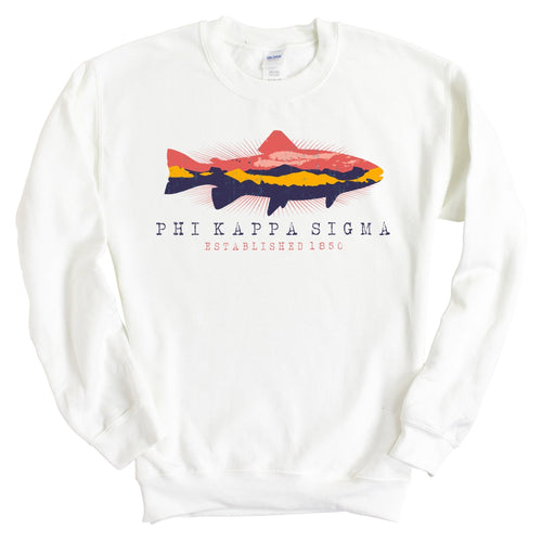 Phi Kappa Sigma Fishing Sweatshirt - Fraternity Crewneck Sweatshirt - Kite and Crest