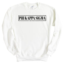 Load image into Gallery viewer, Phi Kappa Sigma Fraternal Block Sweatshirt - Fraternity Crewneck Sweatshirt - Kite and Crest
